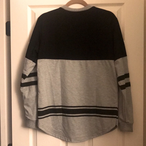 Black and Grey Split “Hockey Stripe” Long-Sleeve Shirt - Size Small - Picture 4 of 6